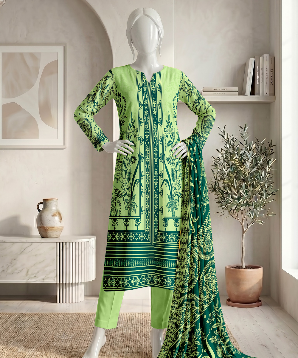 3PC Printed Premium Lawn Suit - D09