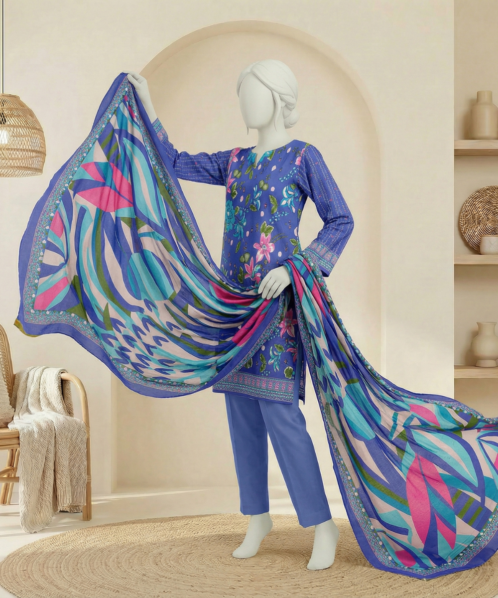 3PC Essential Printed Lawn Suit D-01