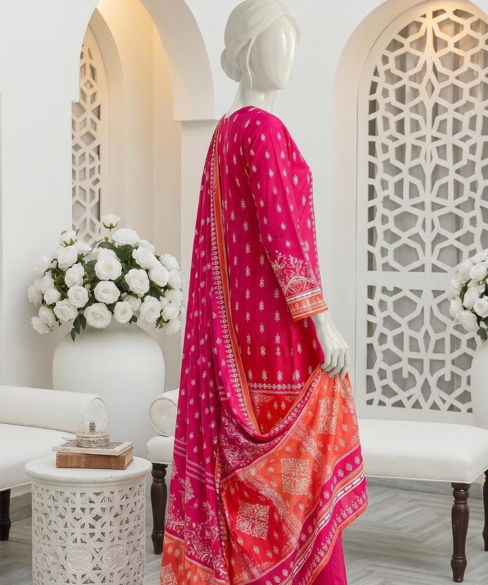 3PC Printed Signature Lawn Suit - D03