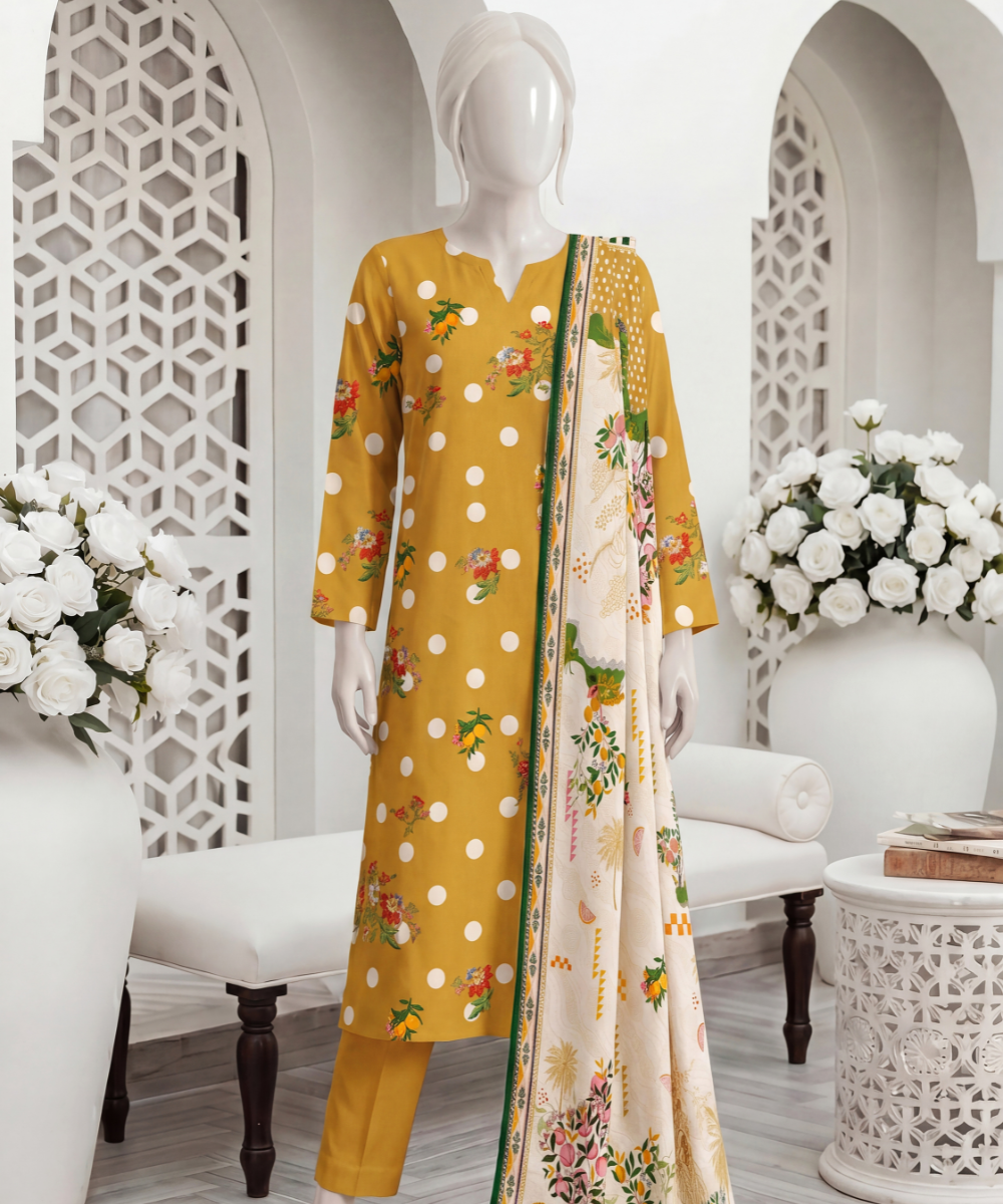 3PC Printed Signature Lawn Suit - D04