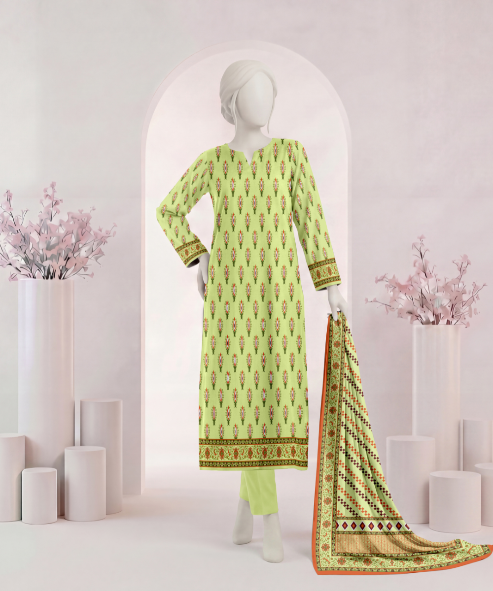 3PC Printed Signature Lawn Suit - D13