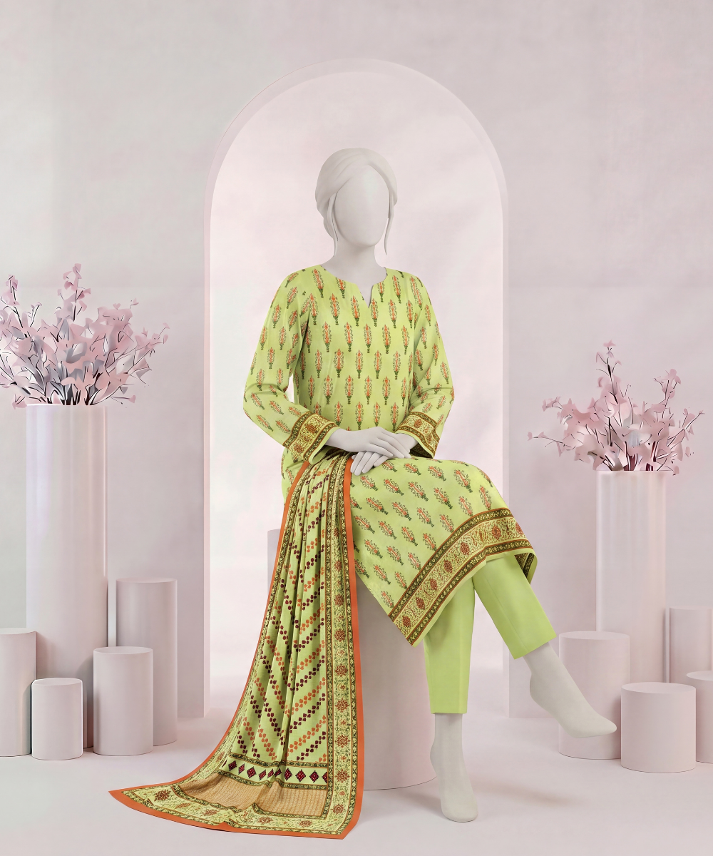 3PC Printed Signature Lawn Suit - D13
