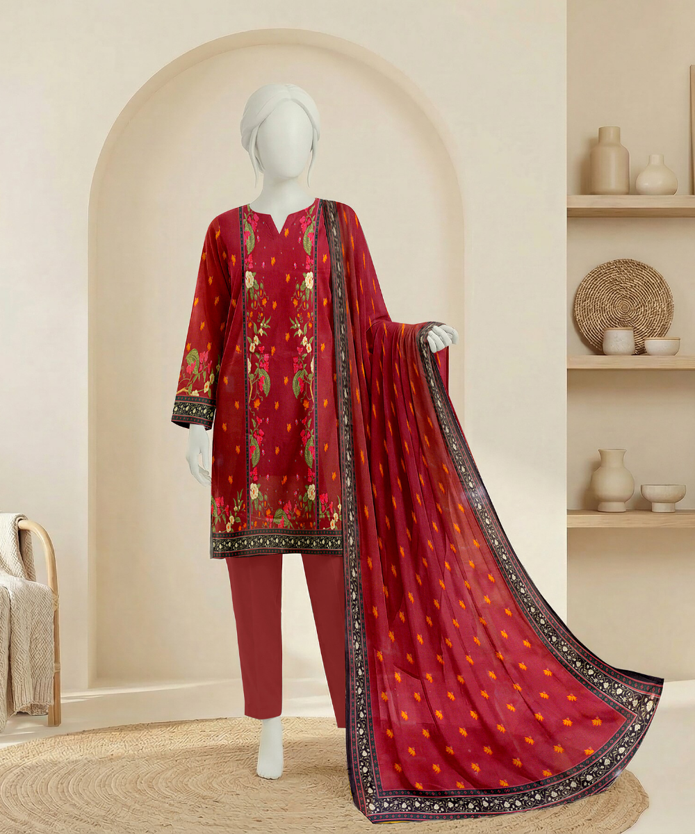 3PC Essential Printed Lawn Suit D-04