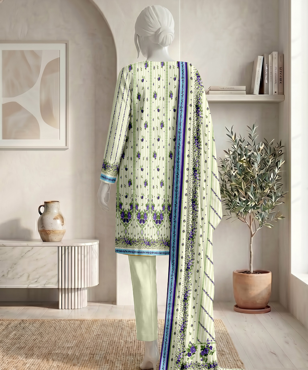 3PC Printed Premium Lawn Suit - D10