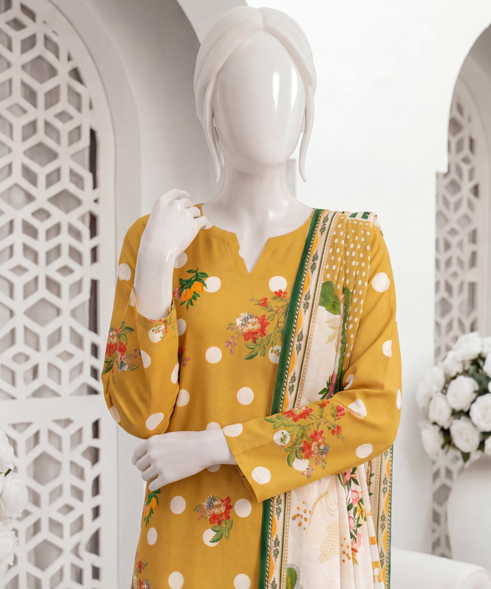 3PC Printed Signature Lawn Suit - D04