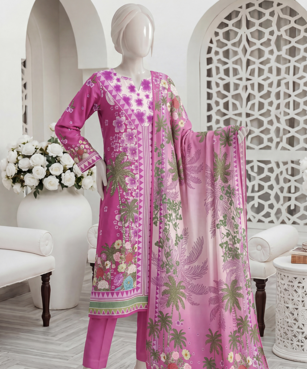 3PC Printed Signature Lawn Suit - D05