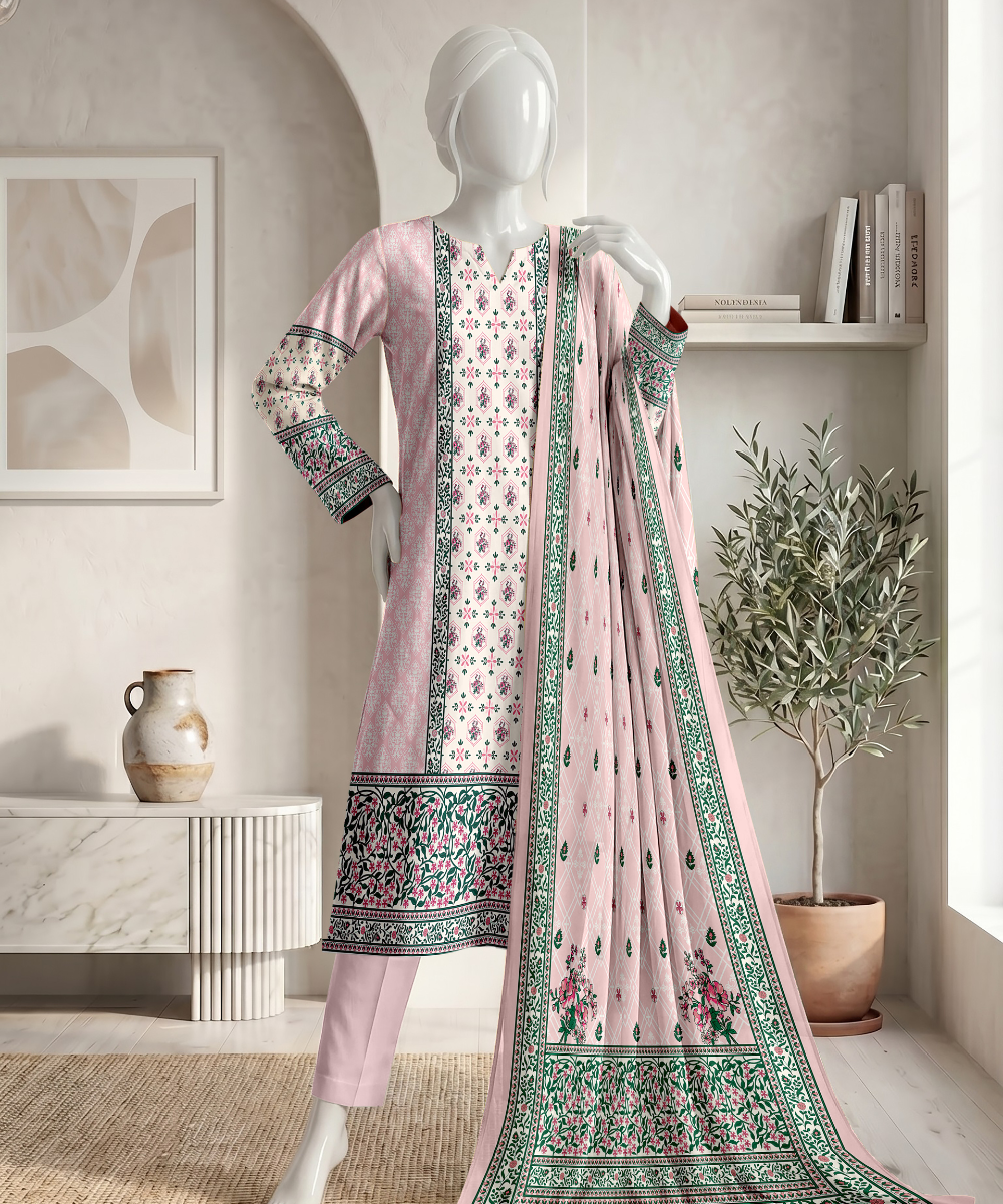 3PC Printed Premium Lawn Suit - D08