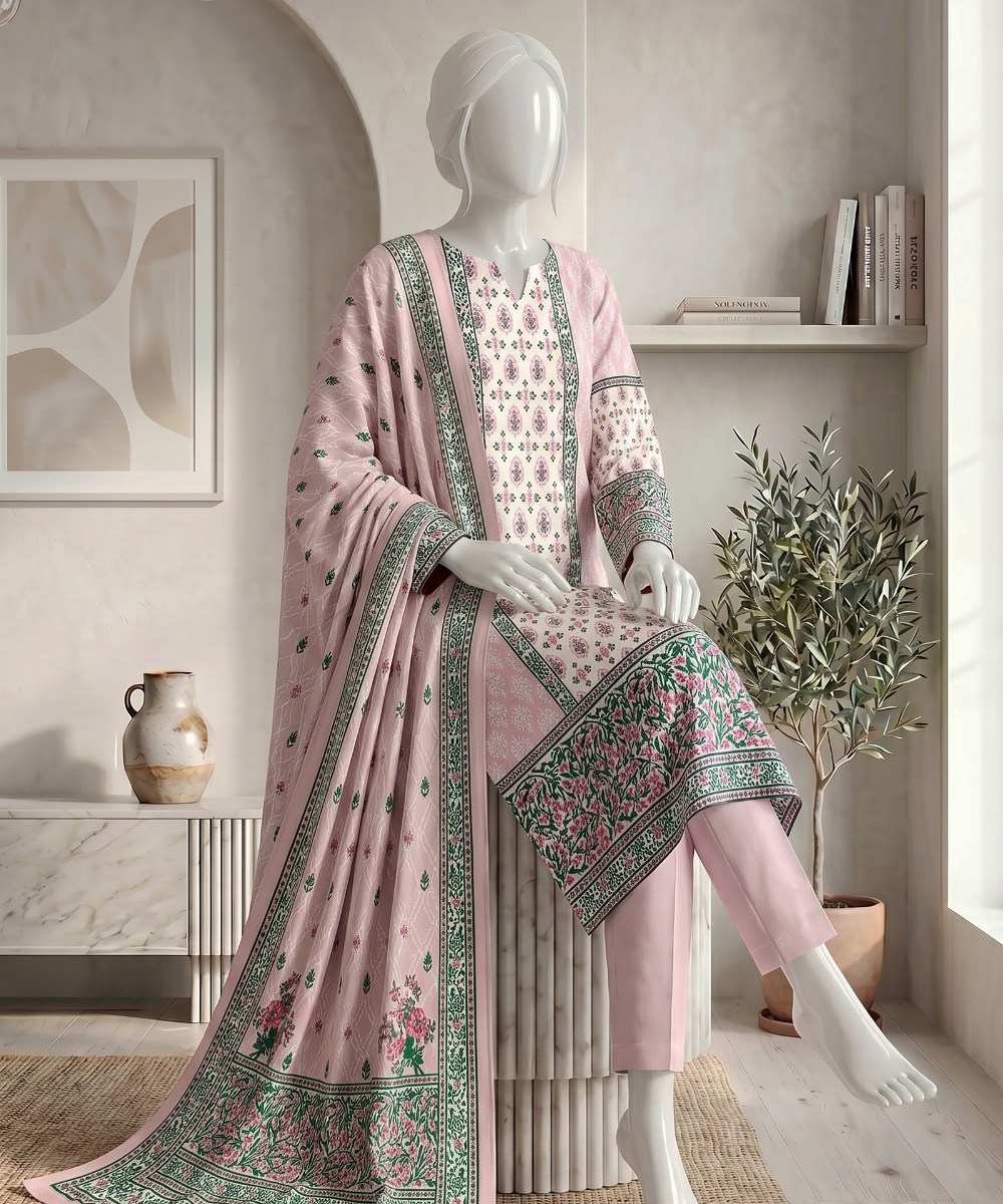 3PC Printed Premium Lawn Suit - D08