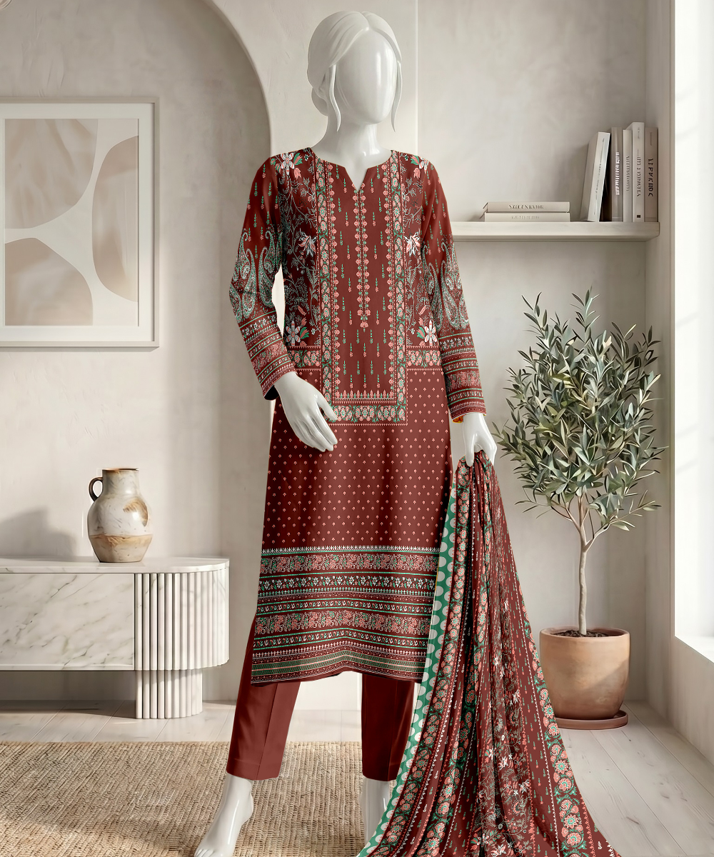 3PC Printed Premium Lawn Suit - D06