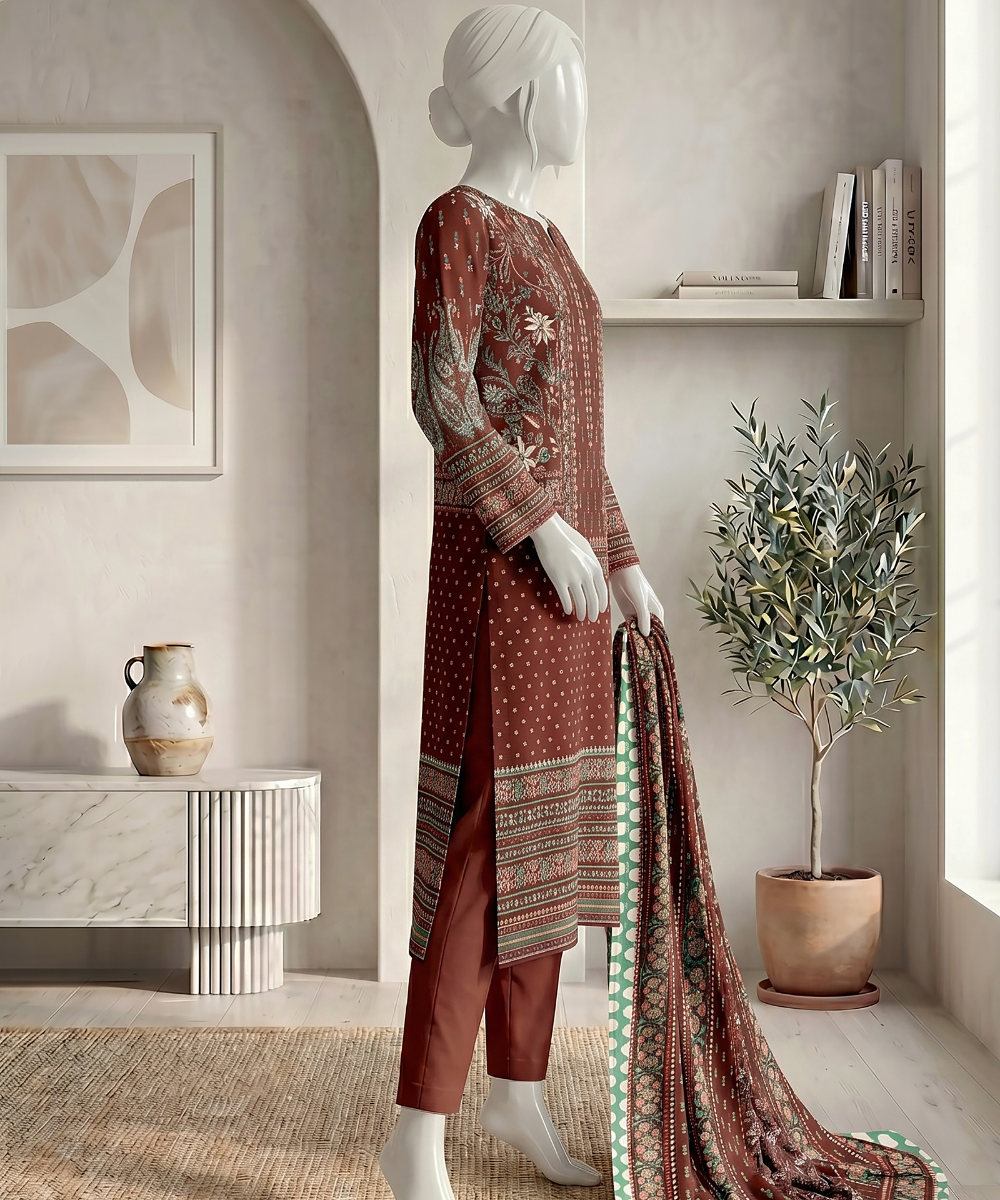 3PC Printed Premium Lawn Suit - D06