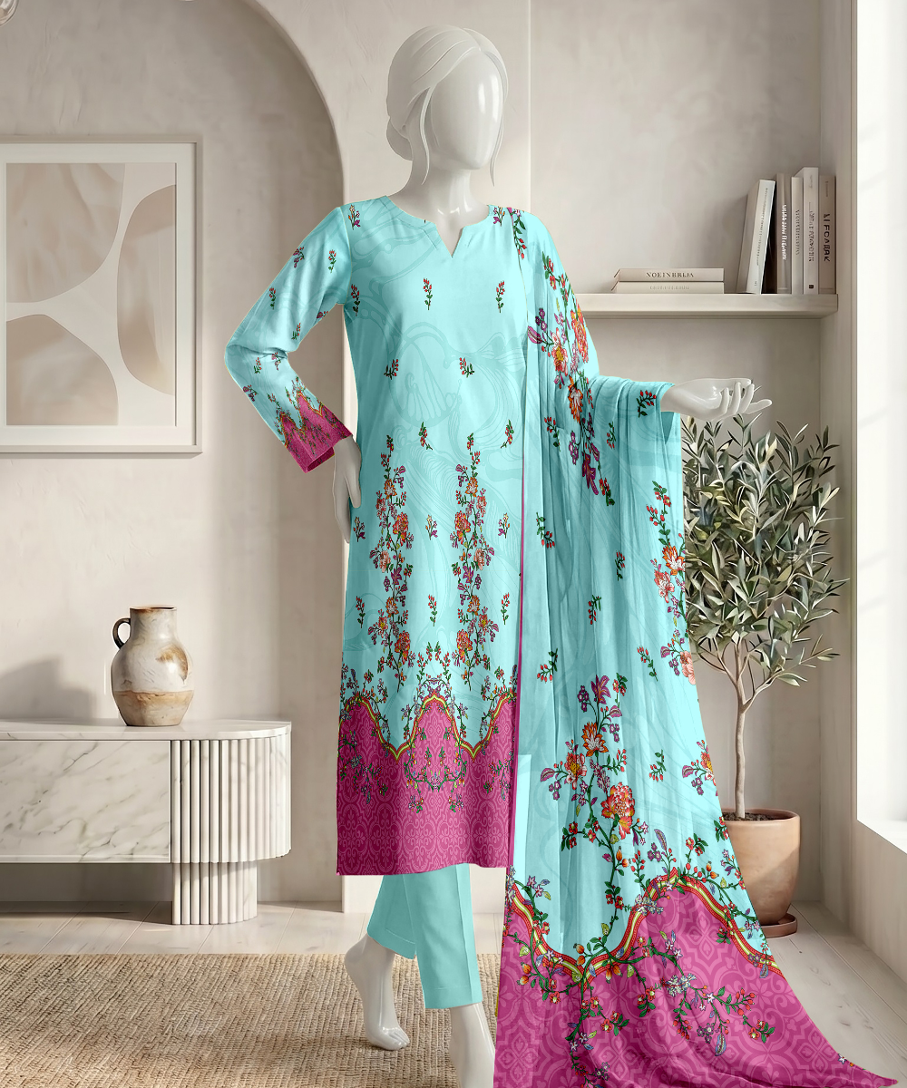 3PC Printed Premium Lawn Suit - D02