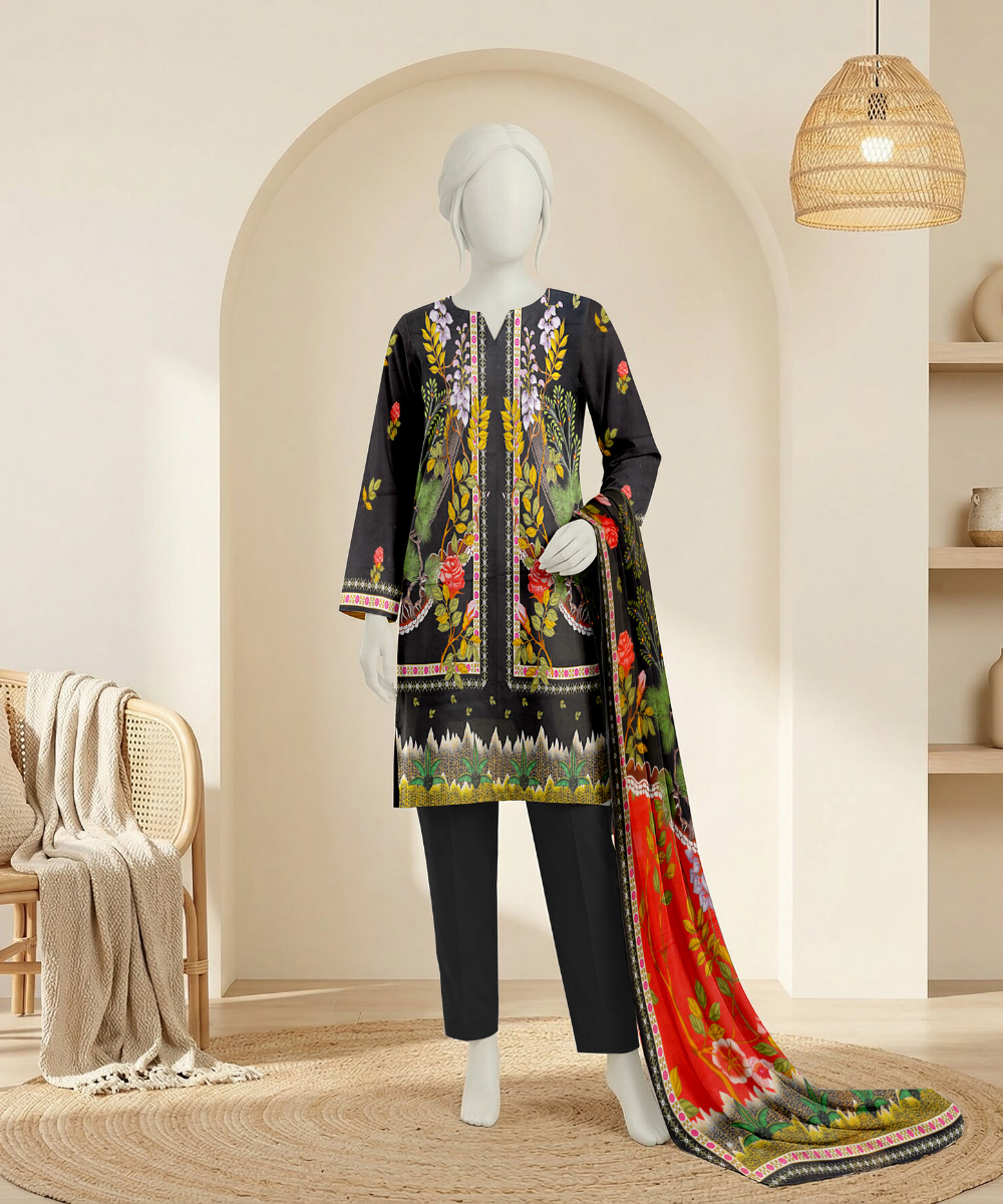 3PC Essential Printed Lawn Suit D-03