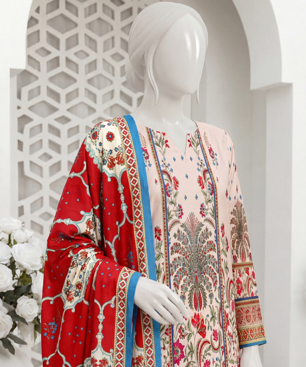 3PC Printed Signature Lawn Suit - D07