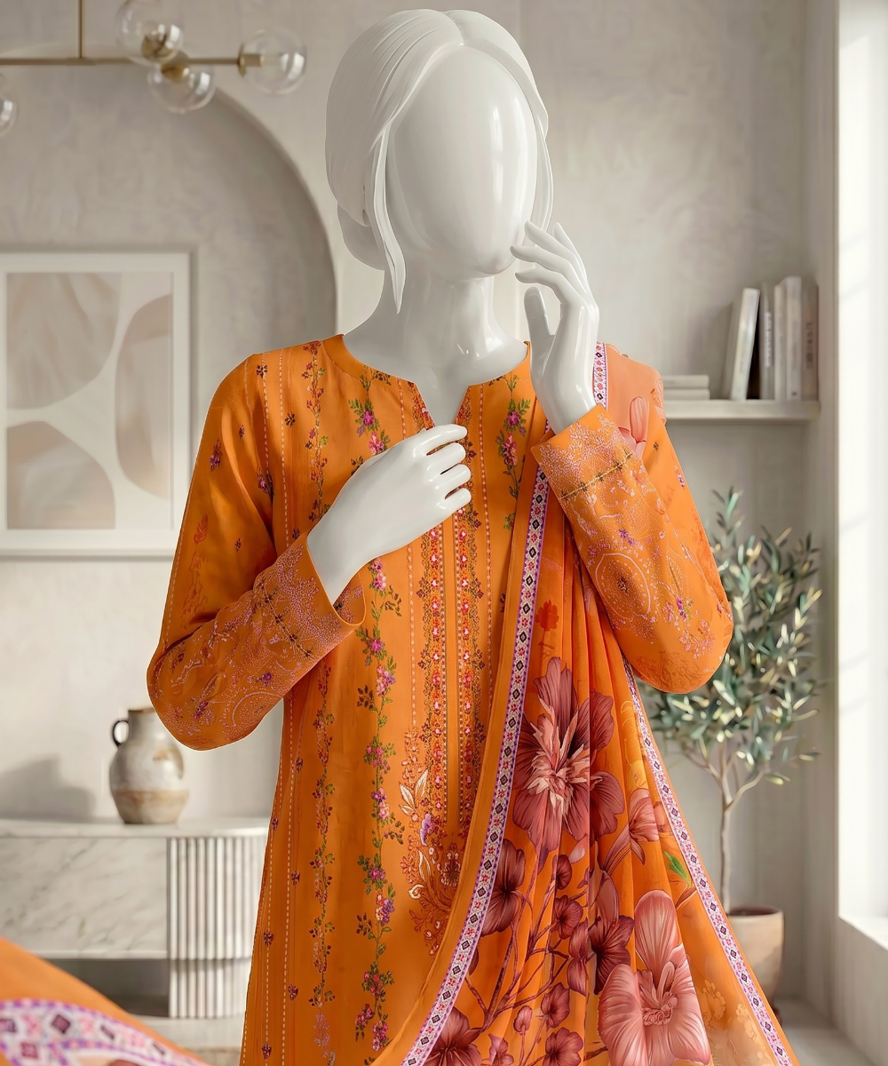3PC Printed Premium Lawn Suit - D05