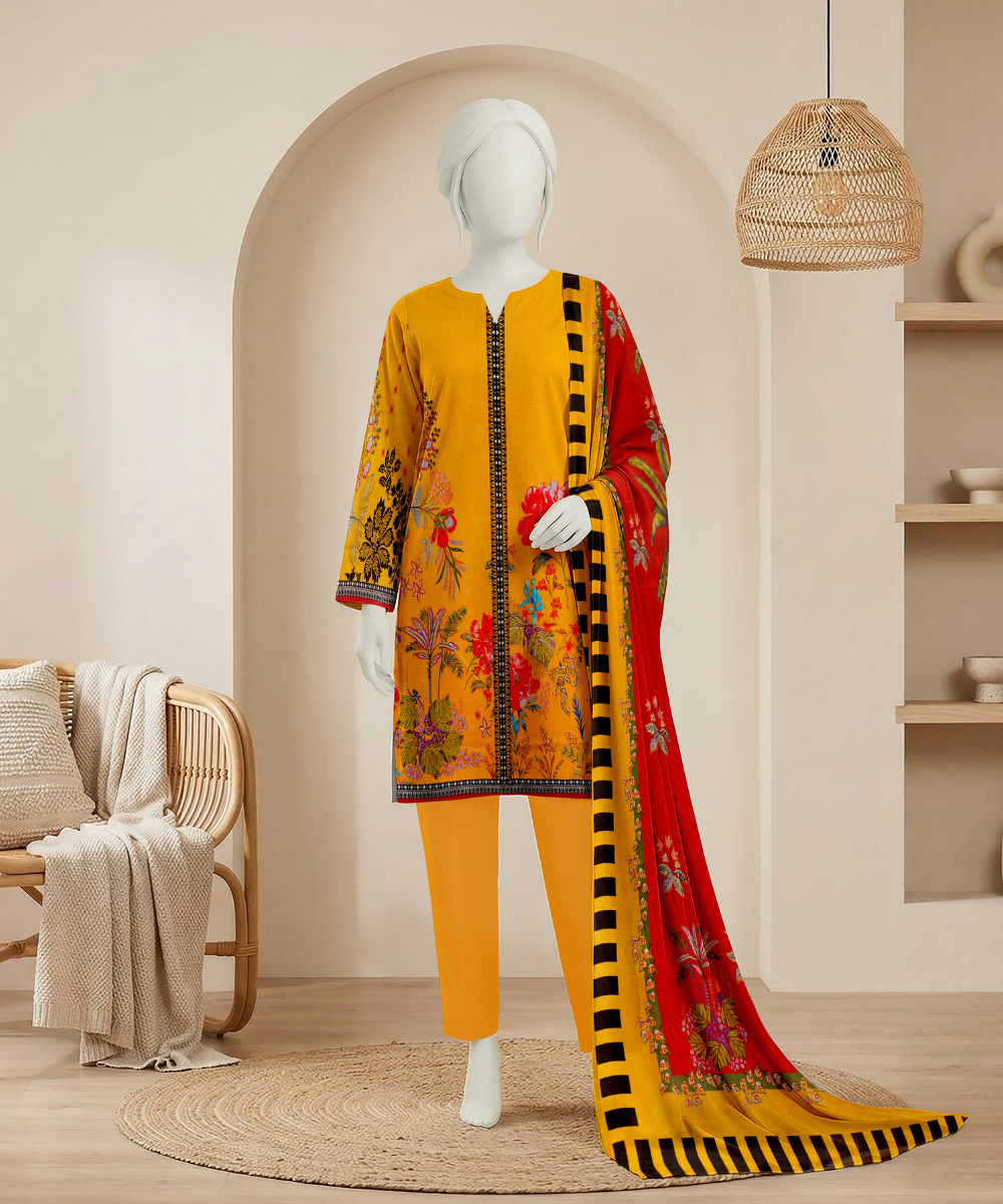 3PC Essential Printed Lawn Suit D-08