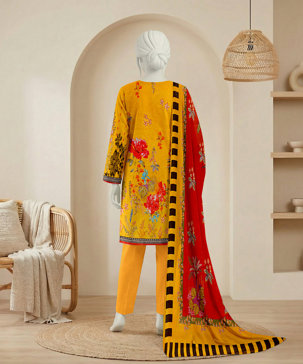 3PC Essential Printed Lawn Suit D-08