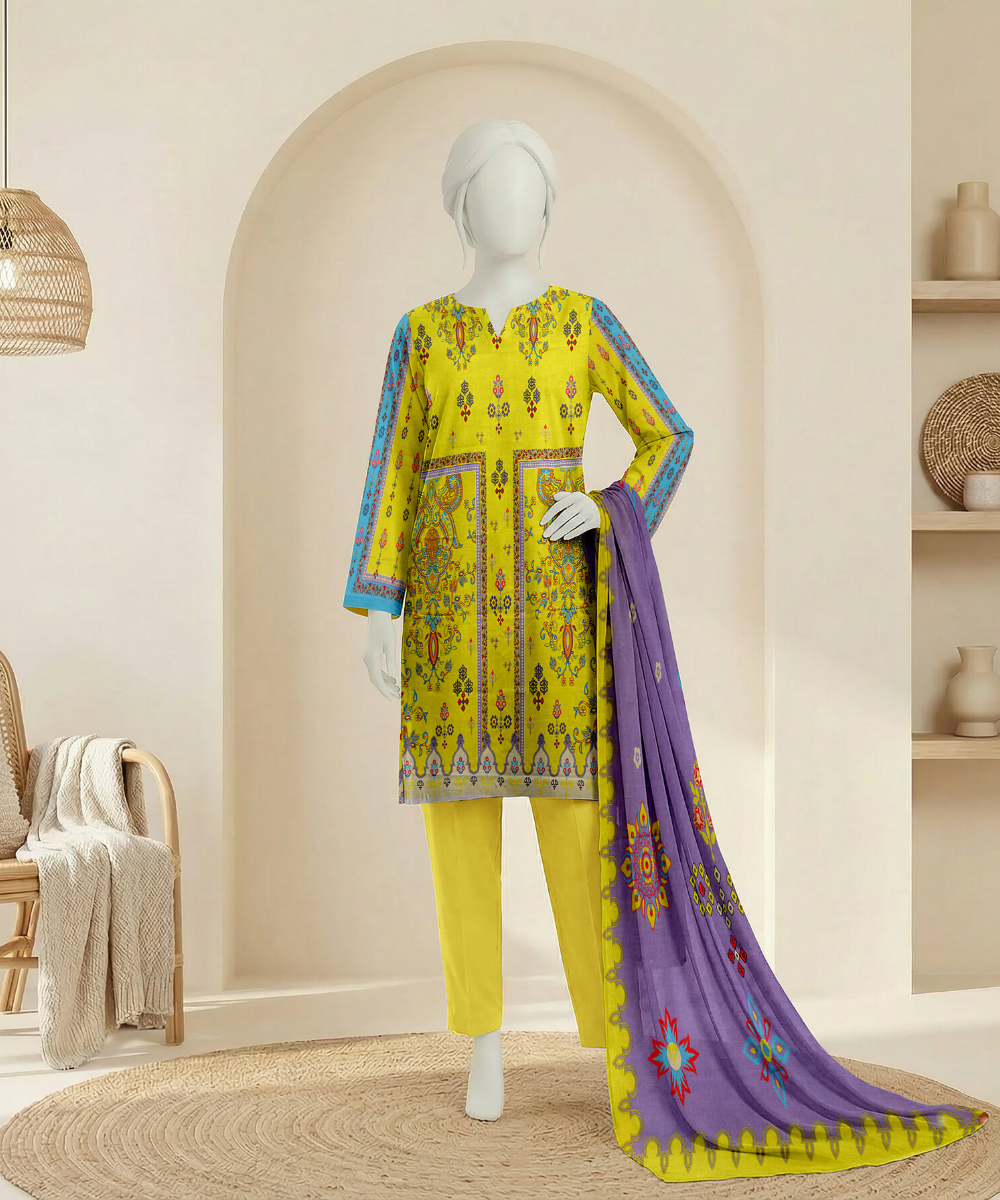 3PC Essential Printed Lawn Suit D-07