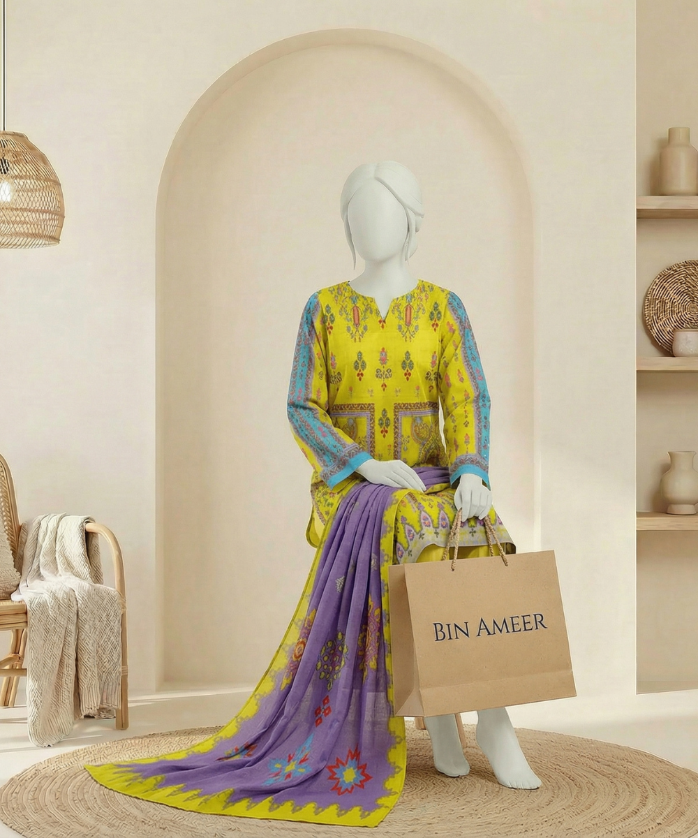 3PC Essential Printed Lawn Suit D-07