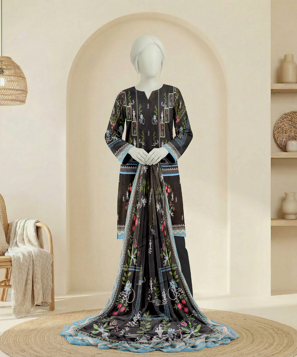 3PC Essential Printed Lawn Suit D-02