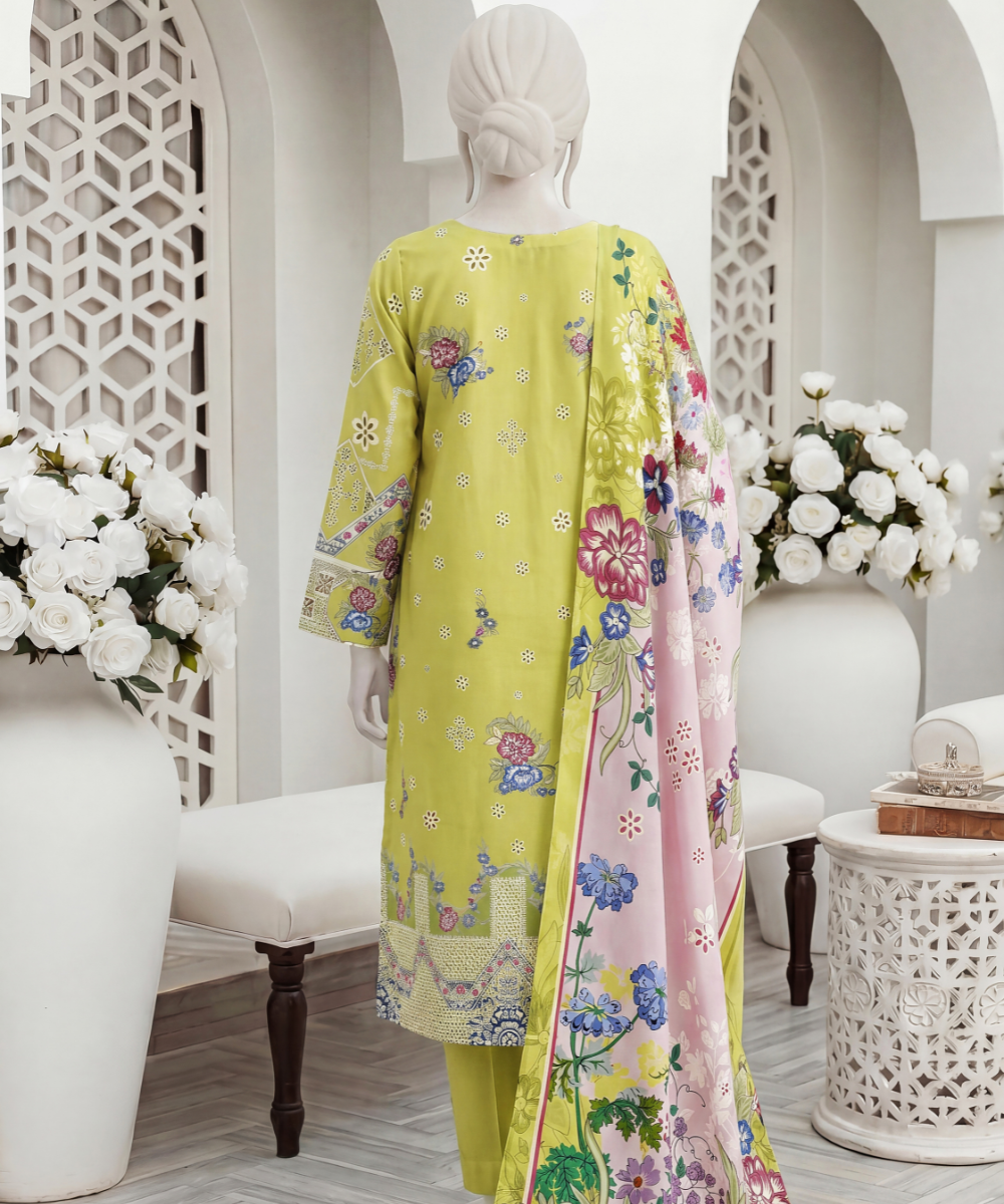 3PC Printed Signature Lawn Suit - D02