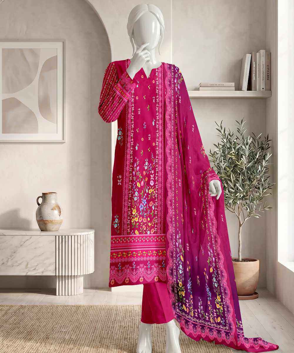 3PC Printed Premium Lawn Suit - D04